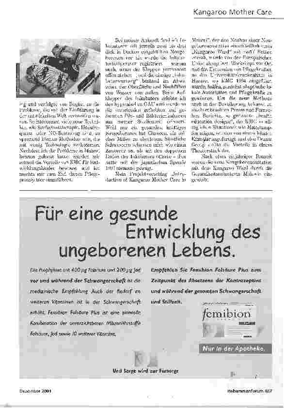 Vorschauseite 4: WÄRME, NAHRUNG, LIEBEKANGAROO MOTHER CARE IN ENTWICKLUNGSLÄNDERN
