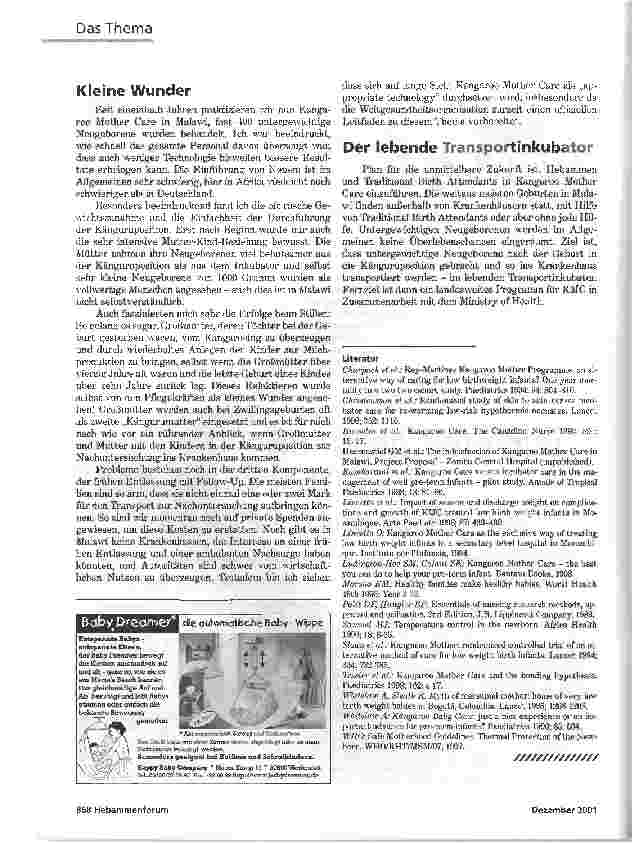 Vorschauseite 5: WÄRME, NAHRUNG, LIEBEKANGAROO MOTHER CARE IN ENTWICKLUNGSLÄNDERN