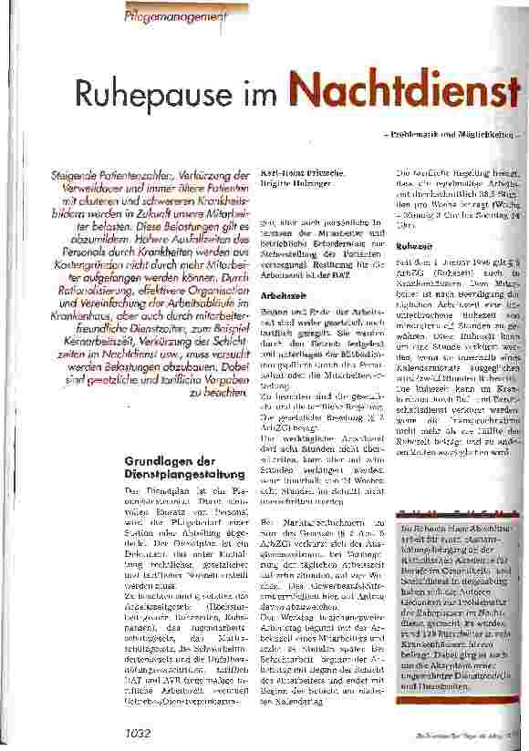 Vorschauseite 1: Ruhepause im Nachtdienst