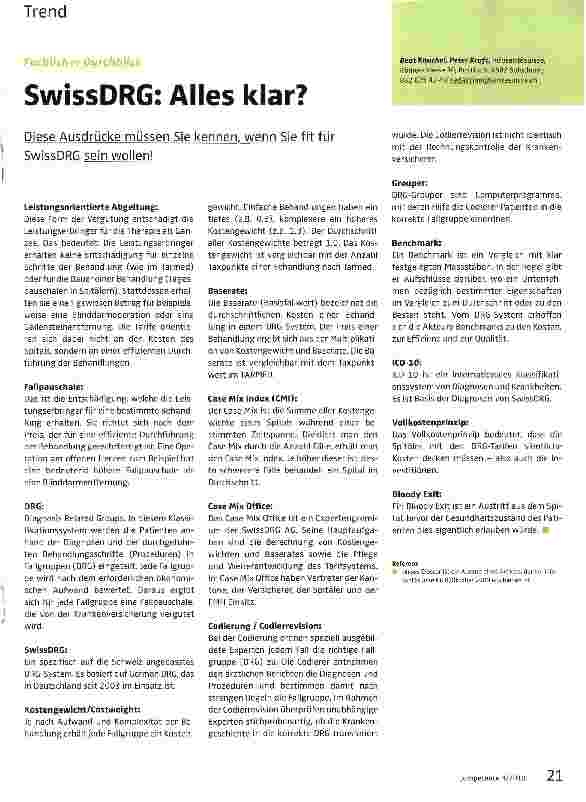 Vorschauseite 1: Fachlicher DurchblickSwissDRG: Alles klar?