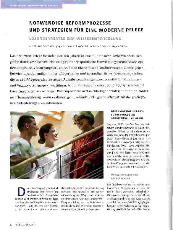 Vorschauseite 1: NOTWENDIGE REFORMPROZESSE UND STRATEGIEN FÜR EINE MODERNE PFLEGE