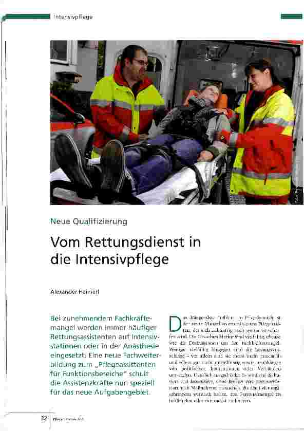 Vorschauseite 1: Vom Rettungsdienst in die Intensivpflege