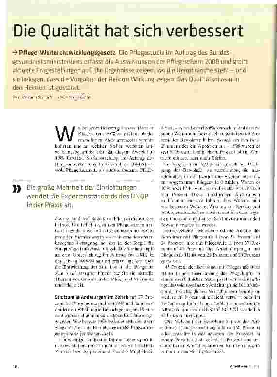 Vorschauseite 1: Die Qualität hat sich verbessertPflege-Weiterentwicklungsgesetz