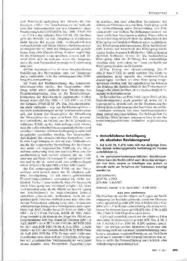 Vorschauseite 4: Beteiligung bei außerordentlicher Kündigung - verfassungskonforme Auslegung