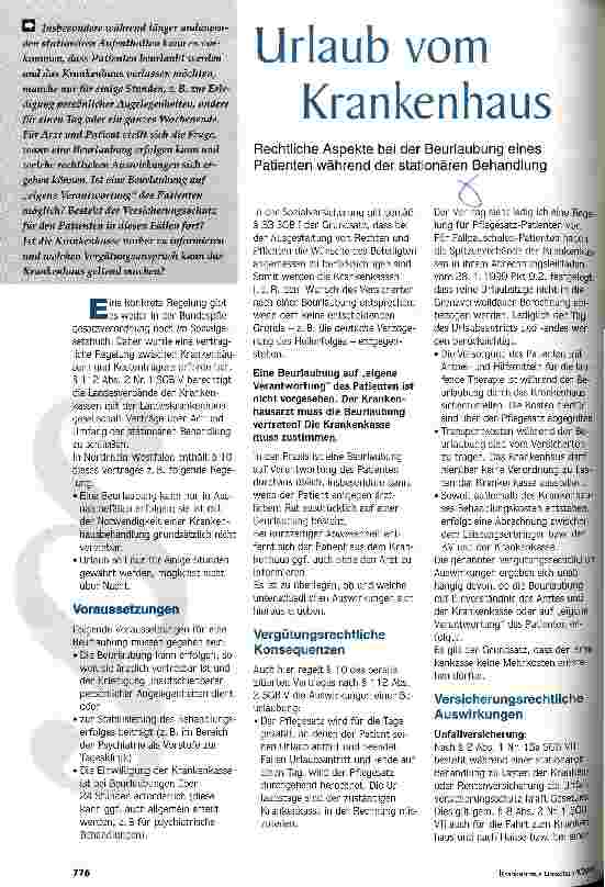 Vorschauseite 1: Urlaub vom Krankenhaus