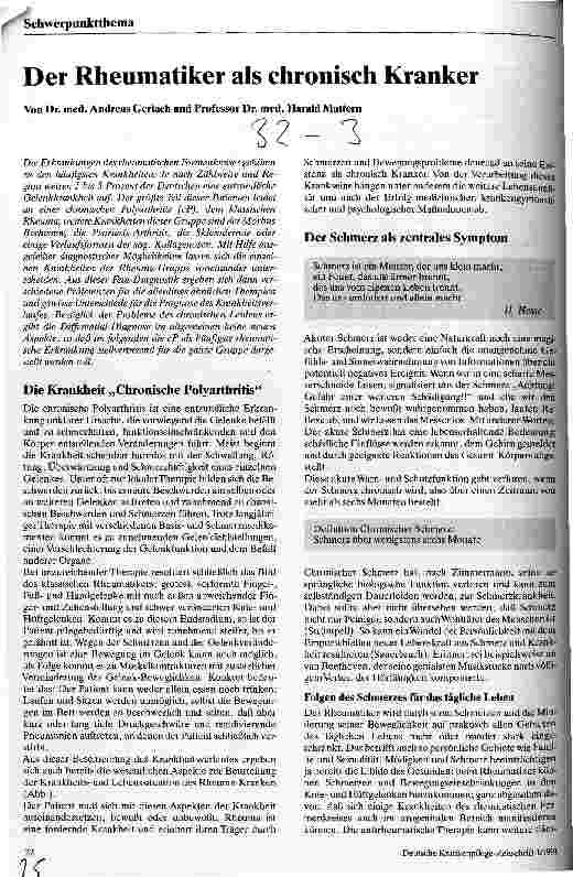 Vorschauseite 1: Der Rheumatiker als chronisch Kranker