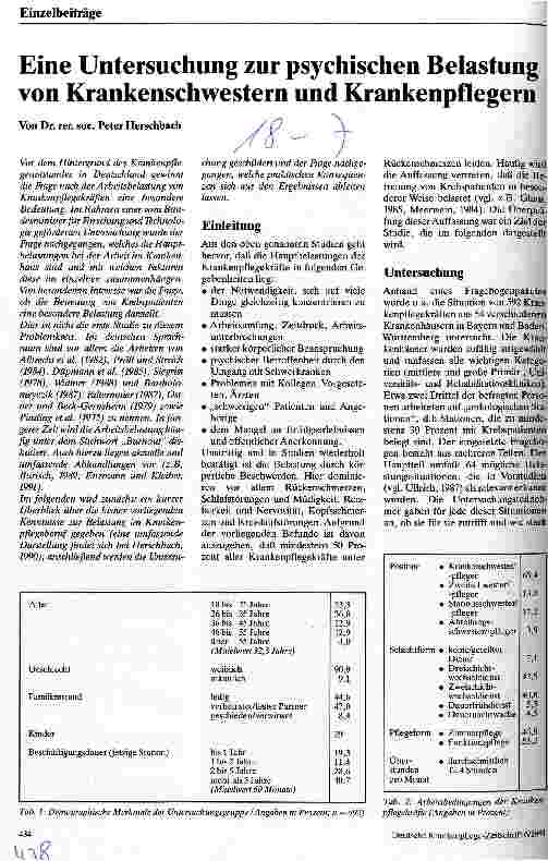 Vorschauseite 1: Eine Untersuchung zur psychischen Belastung von Krankenschwestern und Krankenpflegern