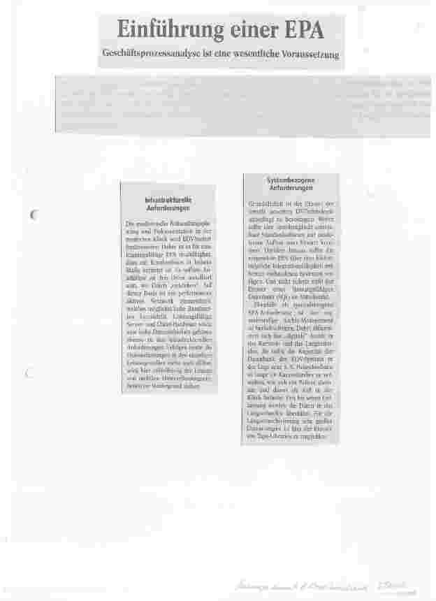 Vorschauseite 1: Einführung einer EPA Geschäftsprozessanalyse ist eine wesentliche Voraussetzung