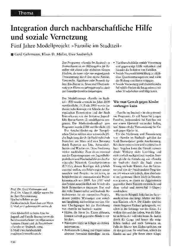 Vorschauseite 1: Integration durch nachbarschaftliche Hilfe und soziale Vernetzung