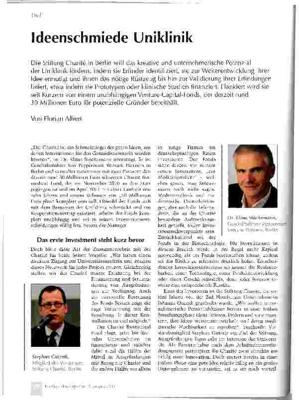 Vorschauseite 1: Ideenschmiede Uniklinik