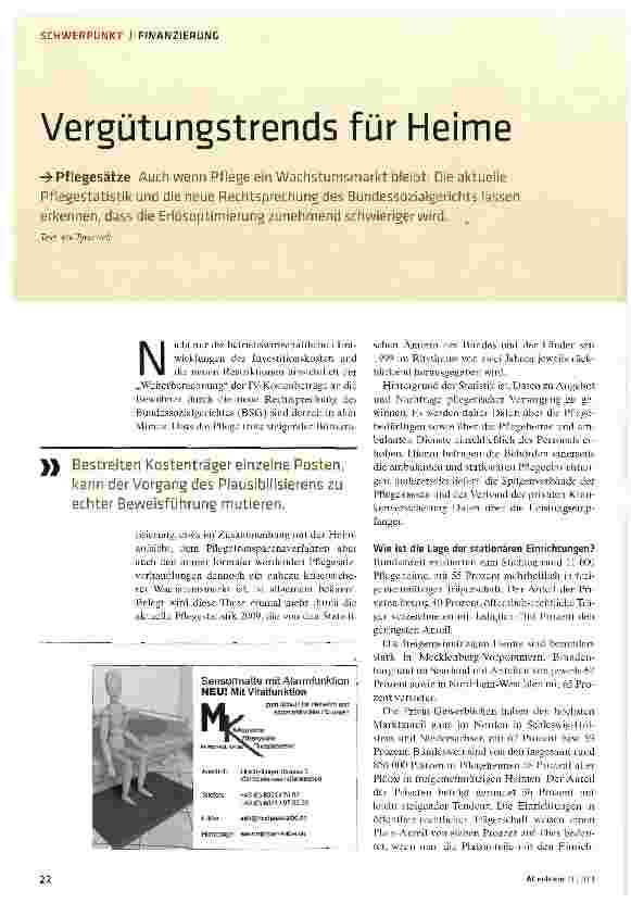 Vorschauseite 1: Vergütungstrends für Heime