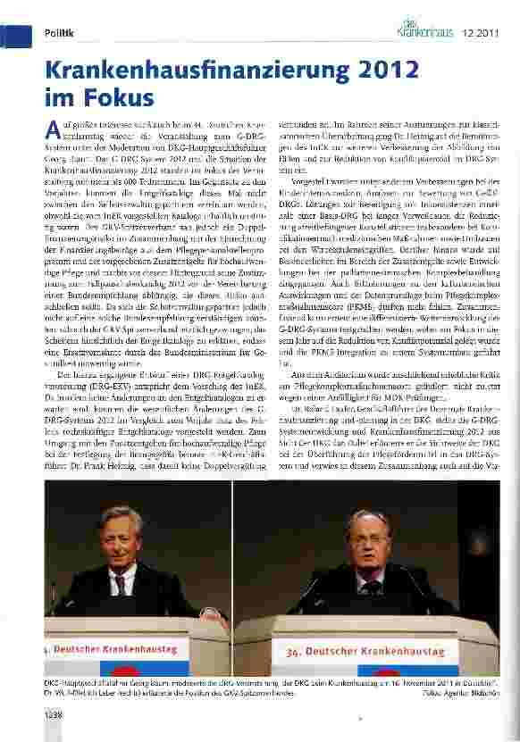 Vorschauseite 1: Krankenhausfinanzierung 2012 im Fokus