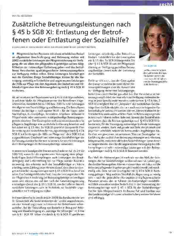 Vorschauseite 1: Zusätzliche Betreuungsleistungen nach § 45 b SGB XI: Entlastung der Betroffenen oder Entlastung der Sozialhilfe?