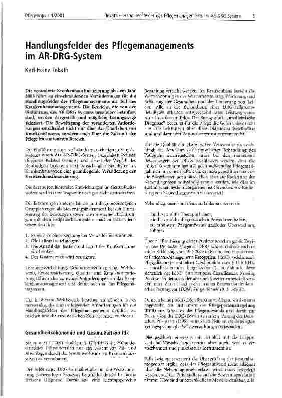 Vorschauseite 1: Handlungsfelder des Pflegemanagements im AR-DRG-System