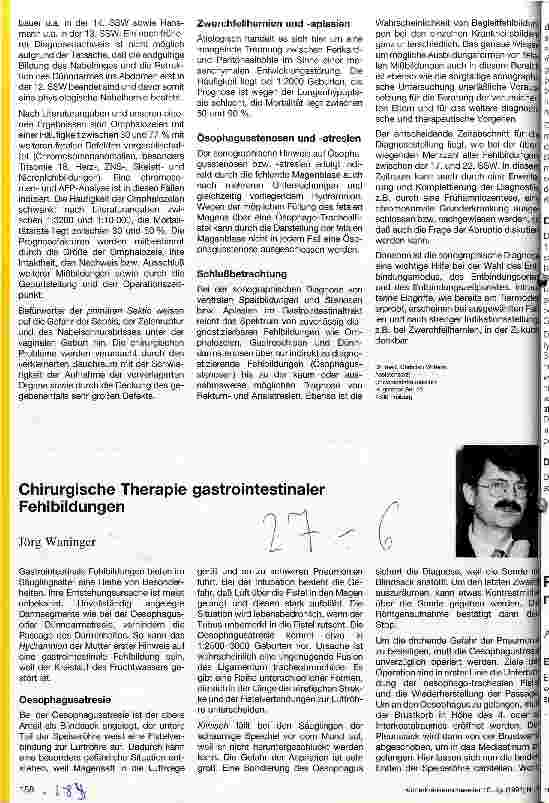 Vorschauseite 1: Postoperative Pflege von Neugeborenen mit Oesophagusatresie