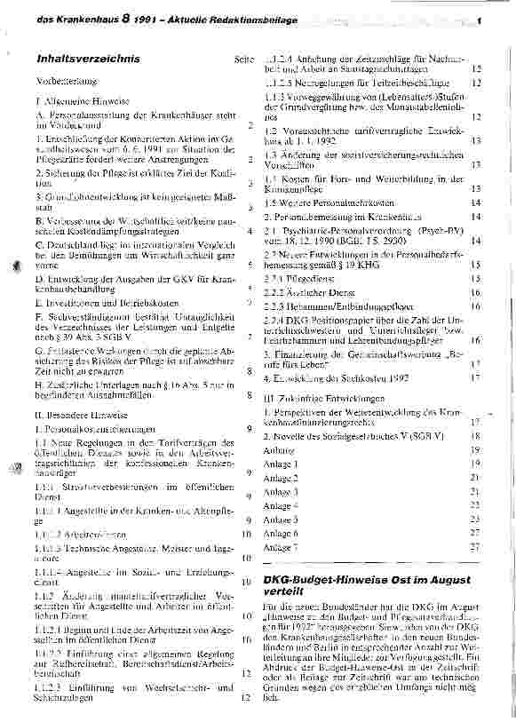 Vorschauseite 2: Hinweise der DKG zu den Budgetund Pflegesatzverhandlungen in den alten Bundesländern für 1992