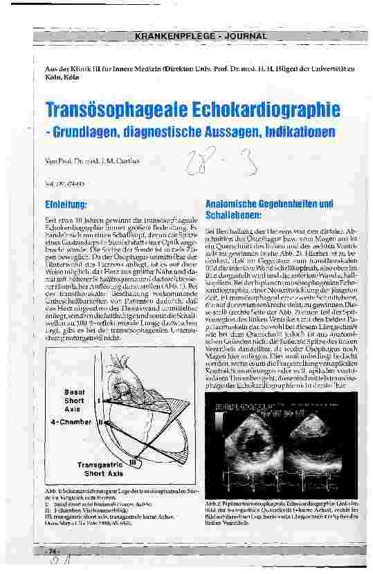 Vorschauseite 1: Transösophageale Echokardiographie - Grundlagen, diagnostische Aussagen, Indikationen
