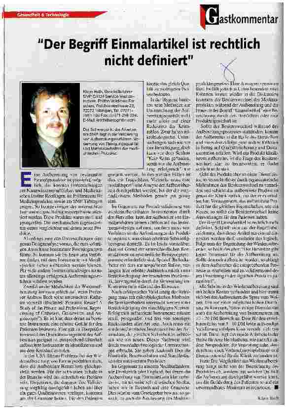Vorschauseite 1: Der Begriff Einmalartikel ist rechtlich nicht definiert