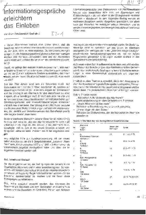 Vorschauseite 1: Informationsgespräche erleichtern das Einleben