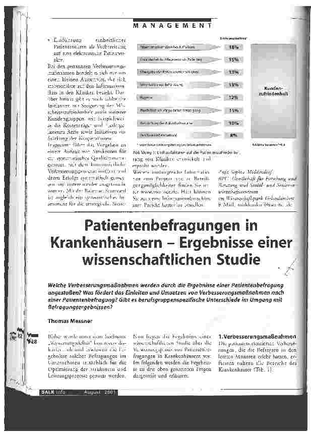 Vorschauseite 1: Patientenbefragungen in Krankenhäusern - Ergebnisse einer wissenschaftlichen Studie