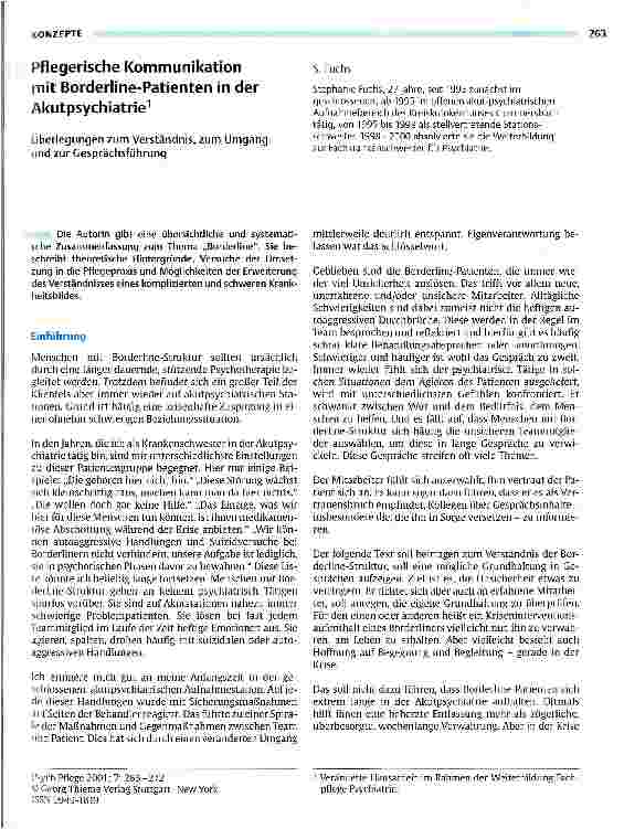 Vorschauseite 1: Pflegerische Kommunikation mit Borderline-Patienten in der Akutpsychiatrie Überlegungen zum Verständnis, zum Umgang und zur Gesprächsführung