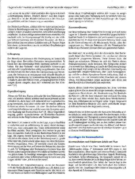 Vorschauseite 5: Pflegerische Kommunikation mit Borderline-Patienten in der Akutpsychiatrie Überlegungen zum Verständnis, zum Umgang und zur Gesprächsführung