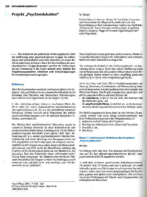 Vorschauseite 1: Projekt Psychoedukation