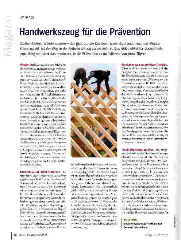 Vorschauseite 1: UMFRAGEHandwerkszeug für die Prävention