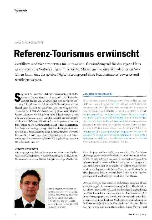 Vorschauseite 1: Referenz-Tourismus erwünscht