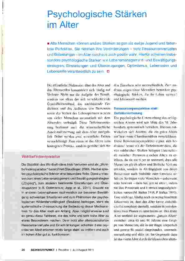 Vorschauseite 1: Psychologische Stärken im Alter