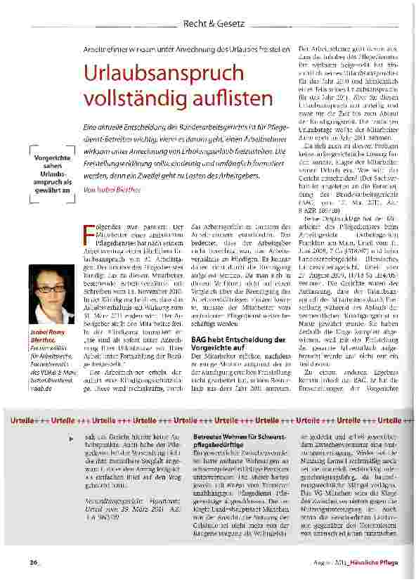 Vorschauseite 1: Urlaubsanspruch vollständig auflisten