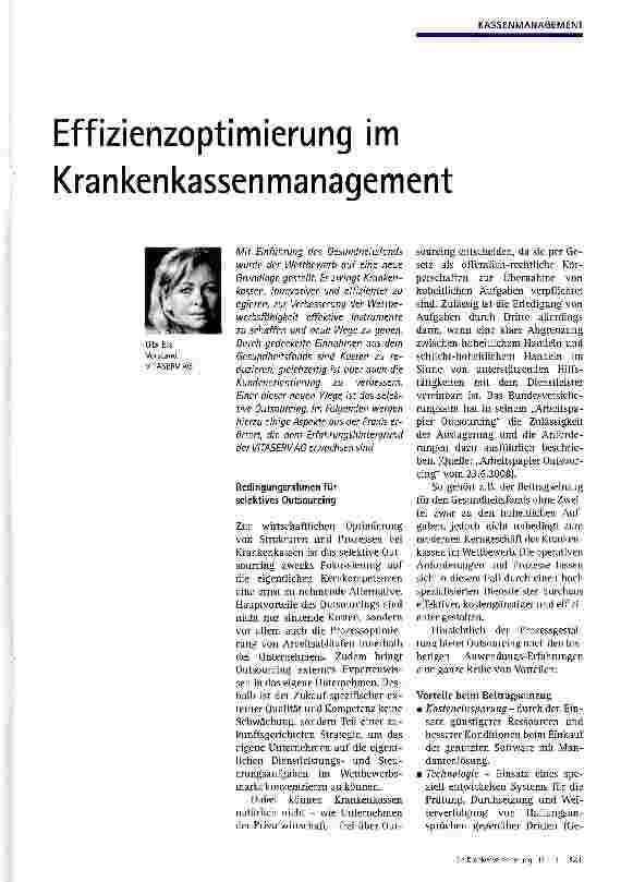 Vorschauseite 1: Effizienzoptimierung im Krankenkassenmanagement
