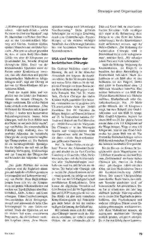 Vorschauseite 2: Chirurgen verkleinern immer mehr Mägen