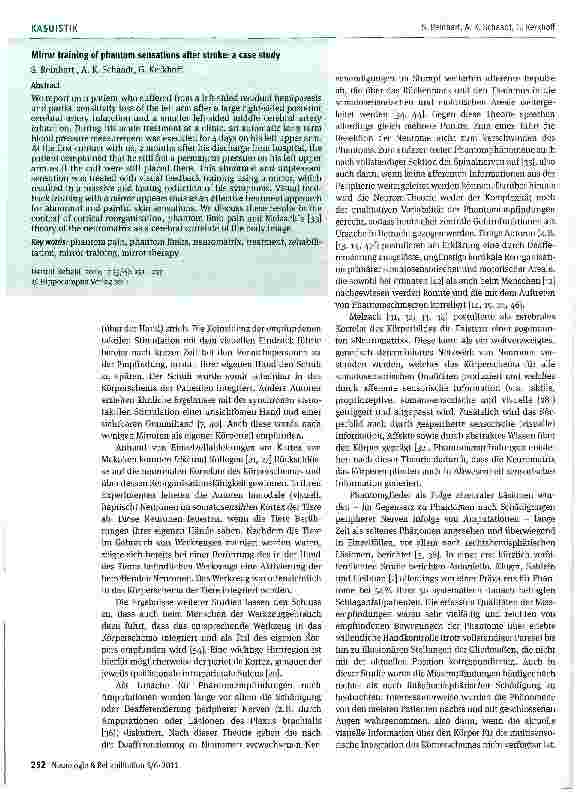 Vorschauseite 2: Behandlung von Missempfindungen nach Schlaganfall mittels Spiegeltherapie: eine Fallstudie