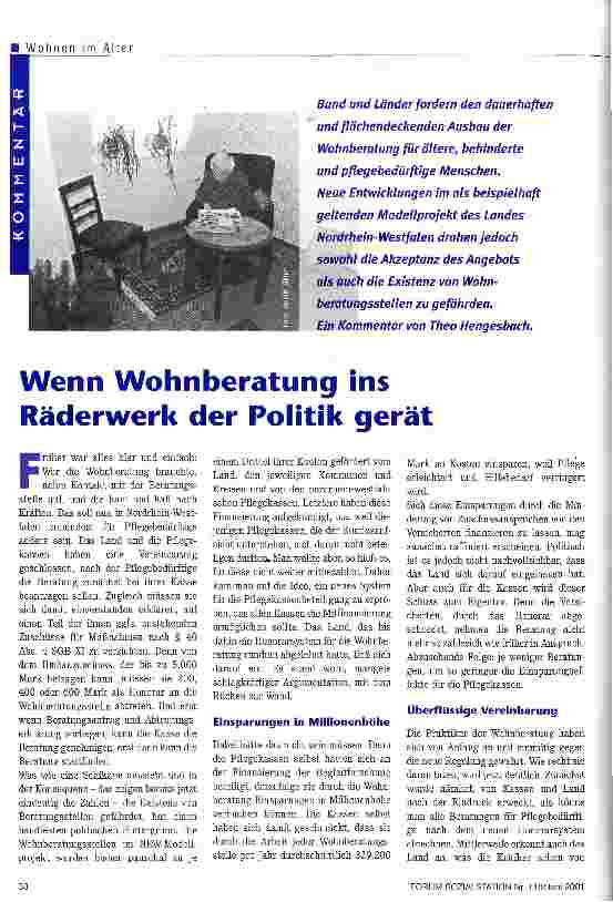 Vorschauseite 1: Wenn Wohnberatung ins Räderwerk der Politik gerät