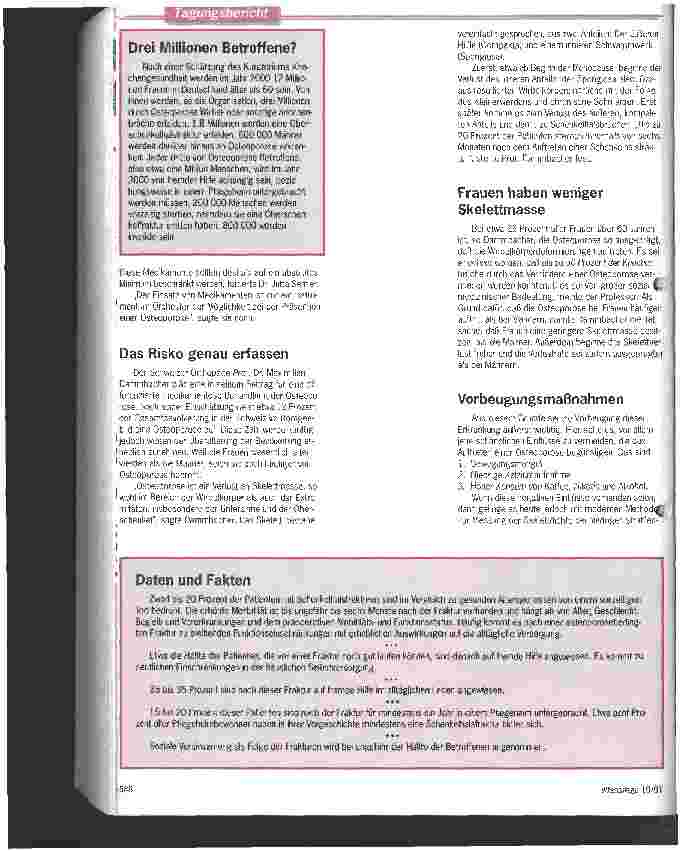 Vorschauseite 3: Krankheit zwischen Spreu und Weizen Osteoporose-Aktionswoche des Kuratoriums für Knochengesundheit