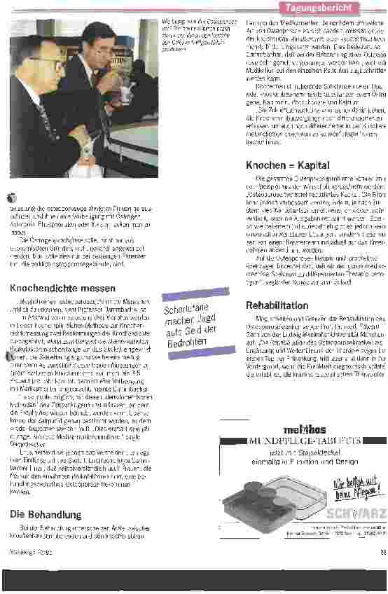 Vorschauseite 4: Krankheit zwischen Spreu und Weizen Osteoporose-Aktionswoche des Kuratoriums für Knochengesundheit