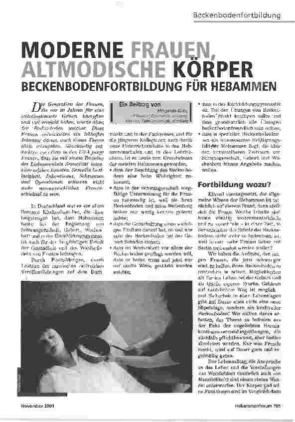 Vorschauseite 1: MODERNE KORPER BECKENBODENFORTBILDUNG FÜR HEBAMMEN