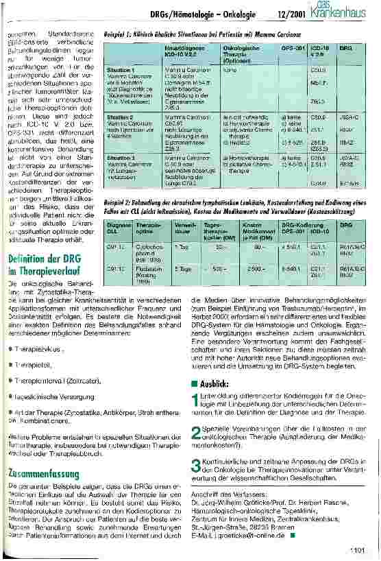 Vorschauseite 3: DRGs in der Hämatologie und der Onkologie