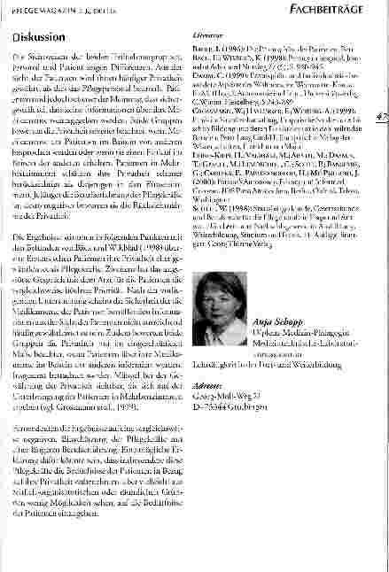 Vorschauseite 6: Privatheit in der Pflege chirurgischer Patienten Sichtweisen der Patienten und der Pflegekräfte