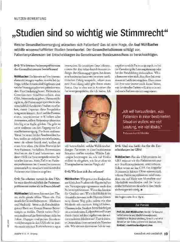 Vorschauseite 1: „Studien sind so wichtig wie Stimmrecht