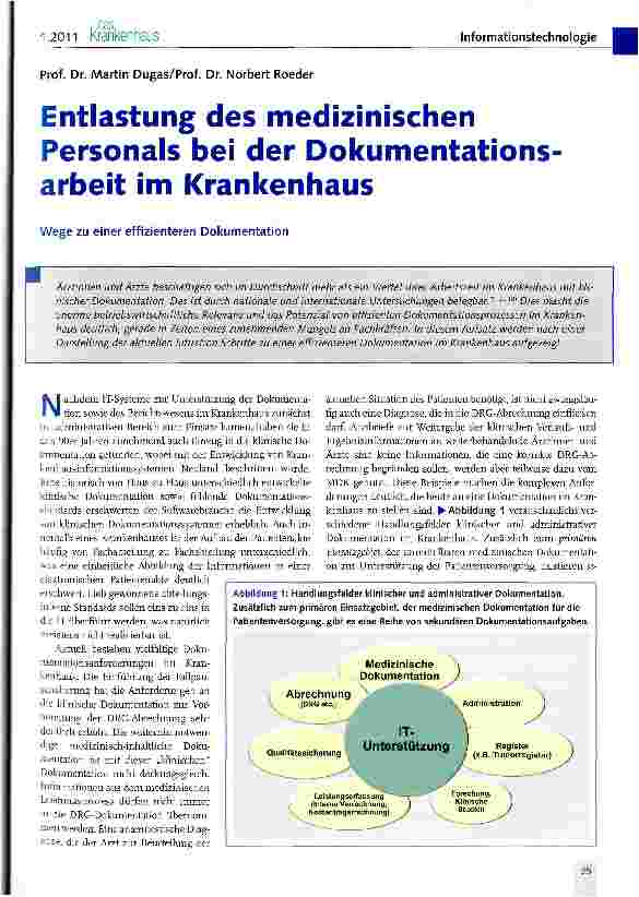 Vorschauseite 1: Entlastung des medizinischen Personals bei der Dokumentations arbeit im KrankenhausWege zu einer effizienteren Dokumentation