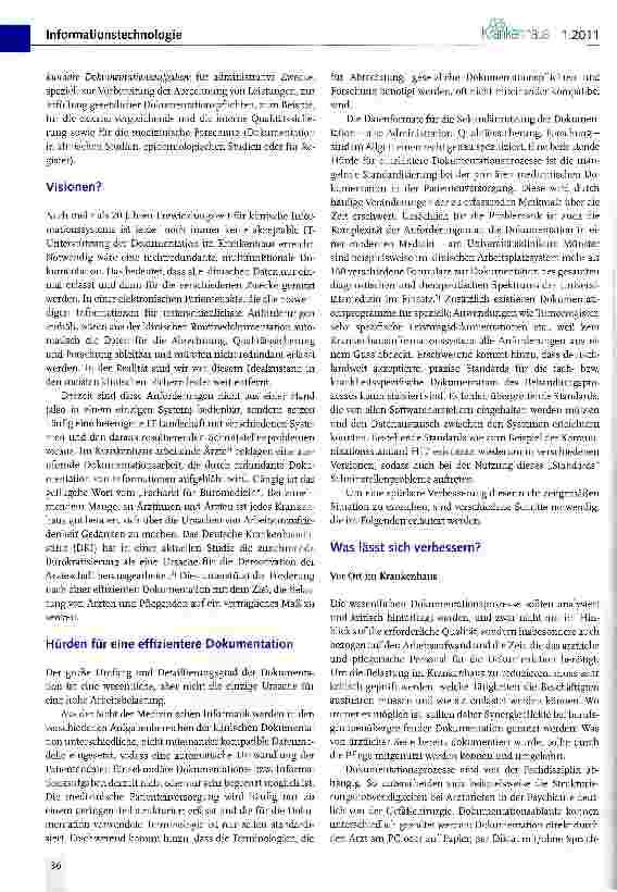 Vorschauseite 2: Entlastung des medizinischen Personals bei der Dokumentations arbeit im KrankenhausWege zu einer effizienteren Dokumentation