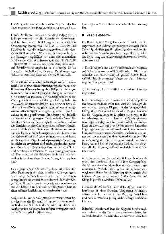 Vorschauseite 3: Heimbetreiber verletzt seine Betreuungspflichten, wenn er Demenzkranke mit bekannter Weglauftendenz nicht genügend beaufsichtigt