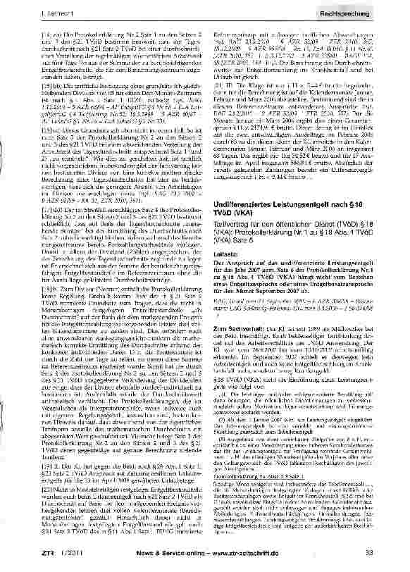 Vorschauseite 1: Undifferenziertes Leistungsentgelt nach §18 TVöD (VKA)Tarifvertrag für den öffentlichen Dienst (TVöD) §18 (VKA); Protokollerklärung Nr. 1 zu § 18 Abs. 4 TVöD (VKA) Satz 6