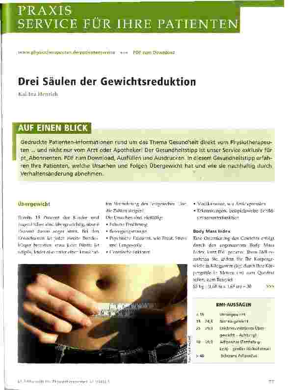 Vorschauseite 1: Drei Säulen der Gewichtsreduktion