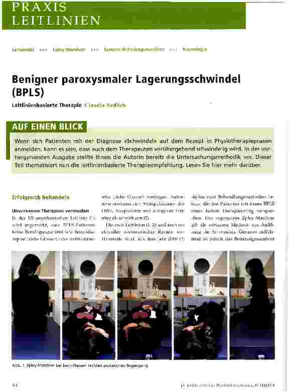 Vorschauseite 1: Benigner paroxysmaler Lagerungsschwindel (BPLS)