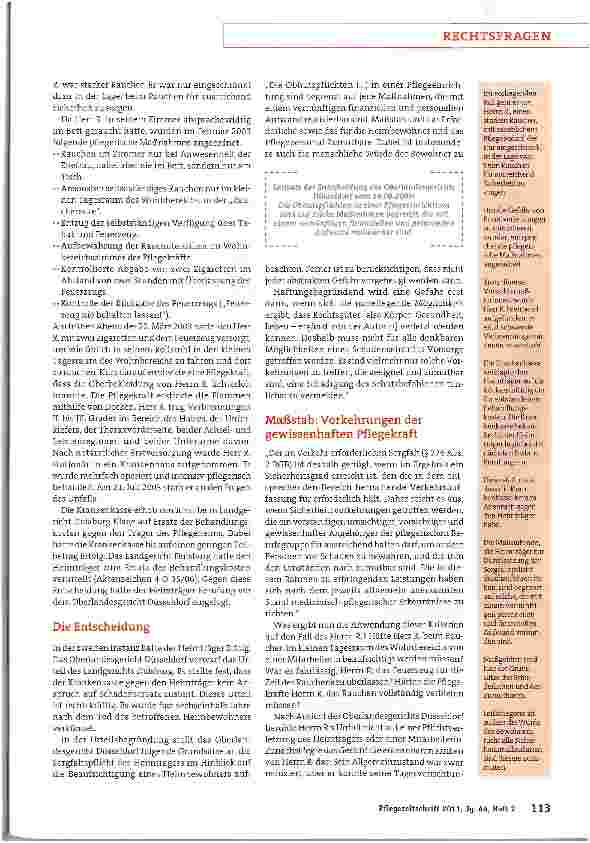 Vorschauseite 2: Brand im PflegeheimMüssen rauchende Heimbewohner beaufsichtigt werden?
