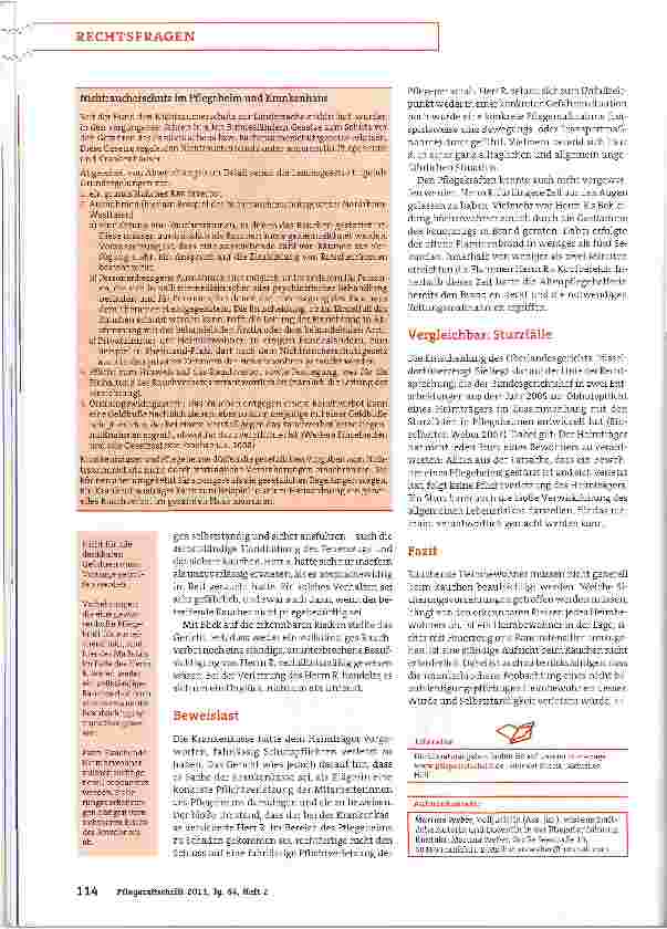 Vorschauseite 3: Brand im PflegeheimMüssen rauchende Heimbewohner beaufsichtigt werden?