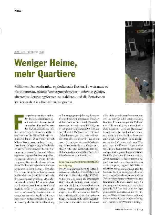 Vorschauseite 1: Weniger Heime, mehr Quartiere